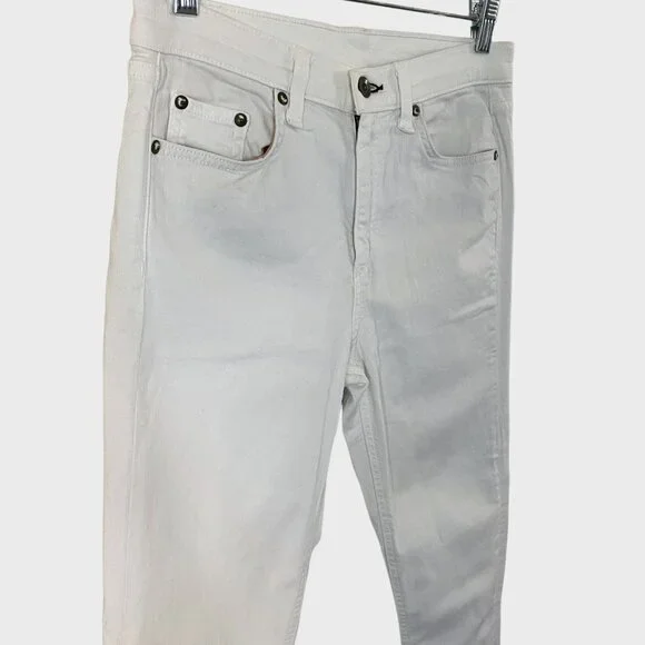 Rag + Bone The Dre High-Waisted Skinny Jeans Aged White Women's Size 27 Raw-Hem